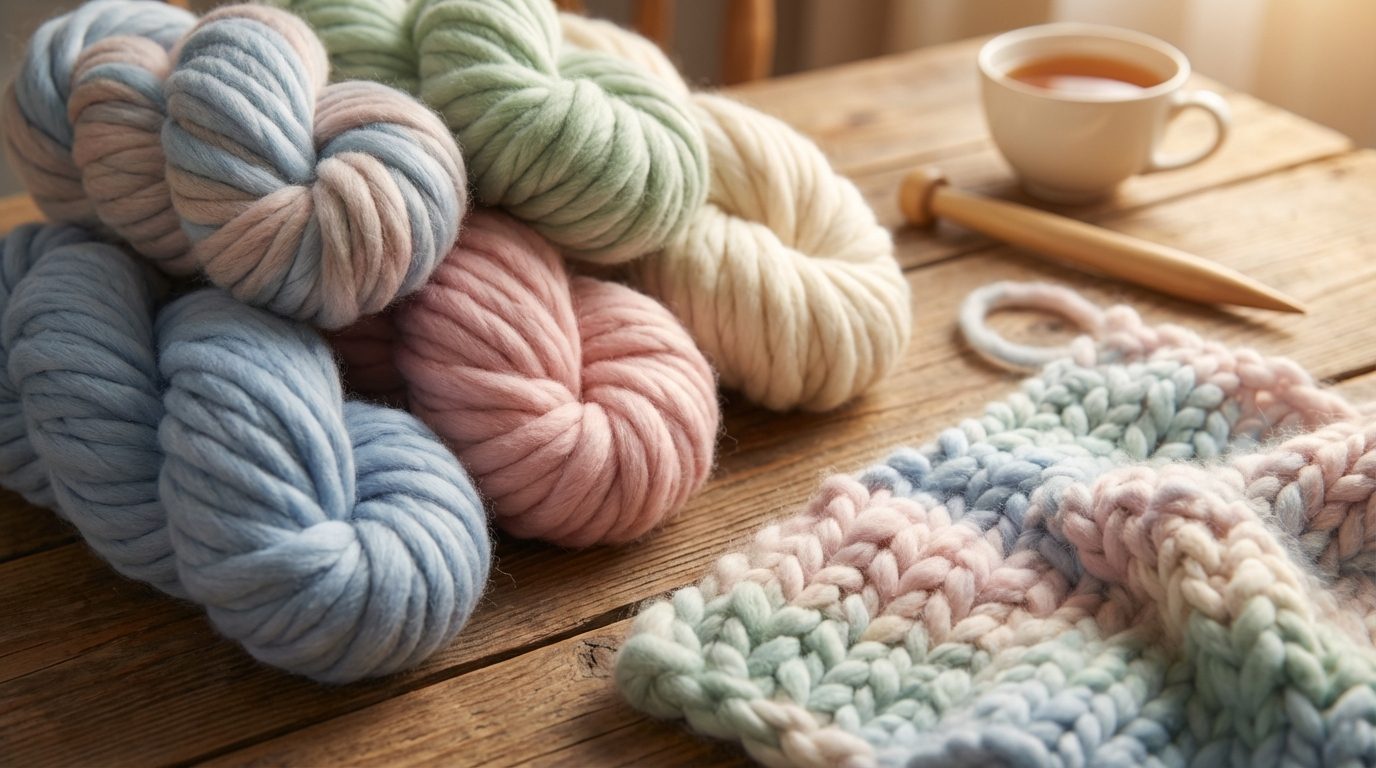Armstrickwolle — große Chunky XXL Garnrollen in verschiedenen Farben zum Arm-Stricken