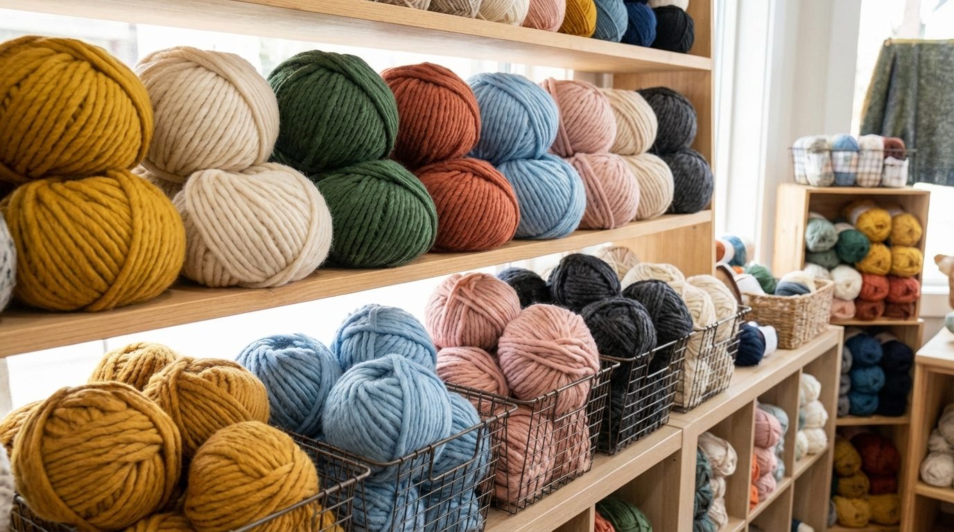 Fertige Armstrick-Decke aus Chunky Wolle auf dem Sofa — kuscheliges Ergebnis