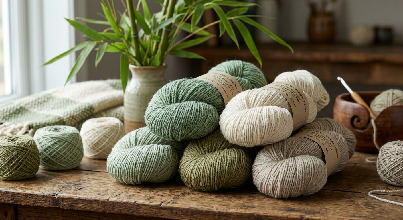 Bambuswolle Garn in natürlichen Farbtönen — seidiges Strickgarn aus Bambus-Fasern