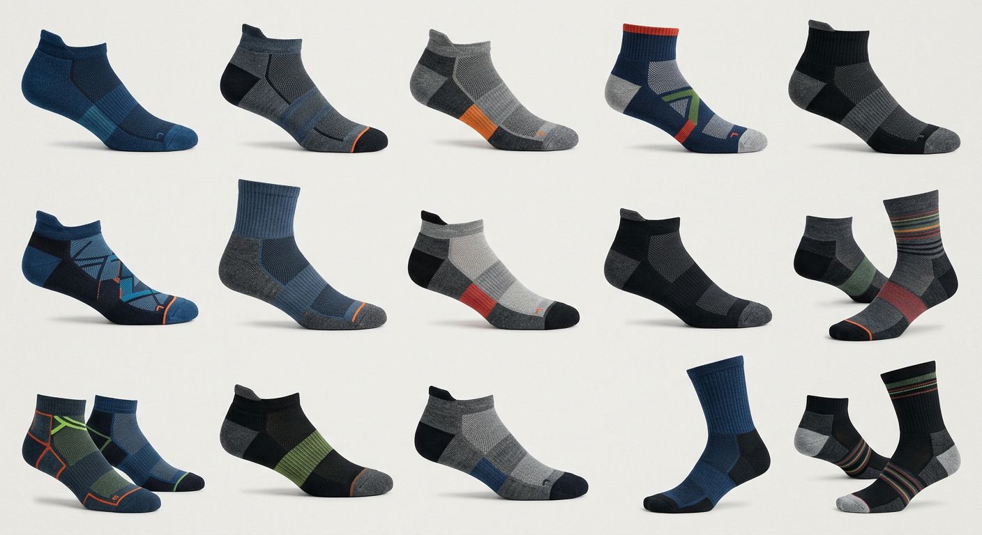 Ein Läufer, der durch einen Wald läuft, mit den Merino Laufsocken als Blickfang.
BILD4: Eine Person, die ihre Füße nach einem Lauf massiert, mit den Merino Laufsocken noch an den Füßen.