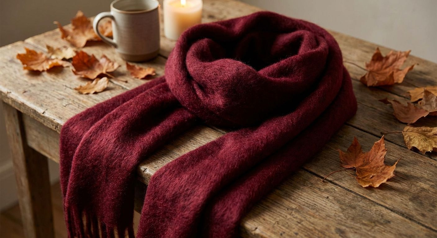 Mohair Schal kaufen – flauschiger Schal in warmen Herbstfarben