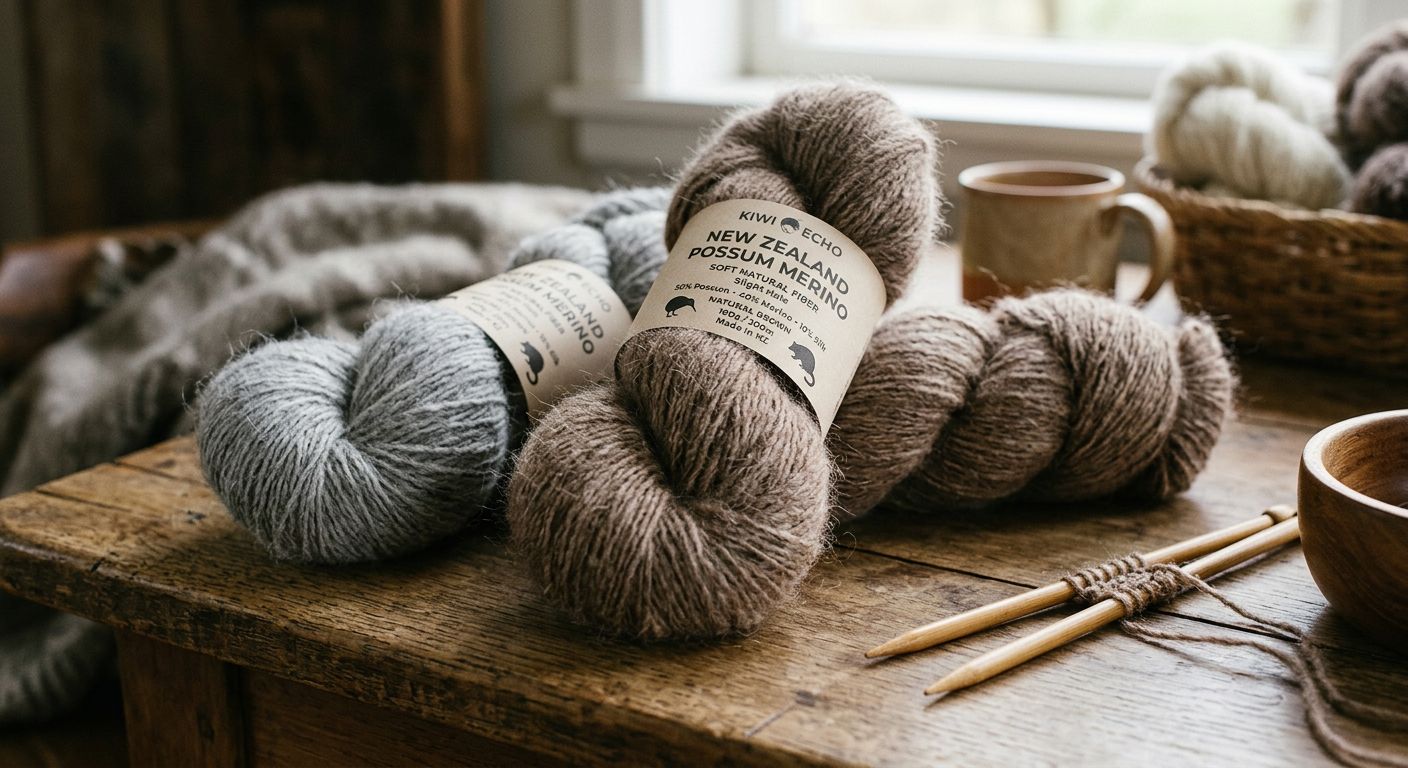 Possum-Merino-Wolle aus Neuseeland — weiches Garn mit natürlichem Halo aus Possum-Faser und Merinowolle