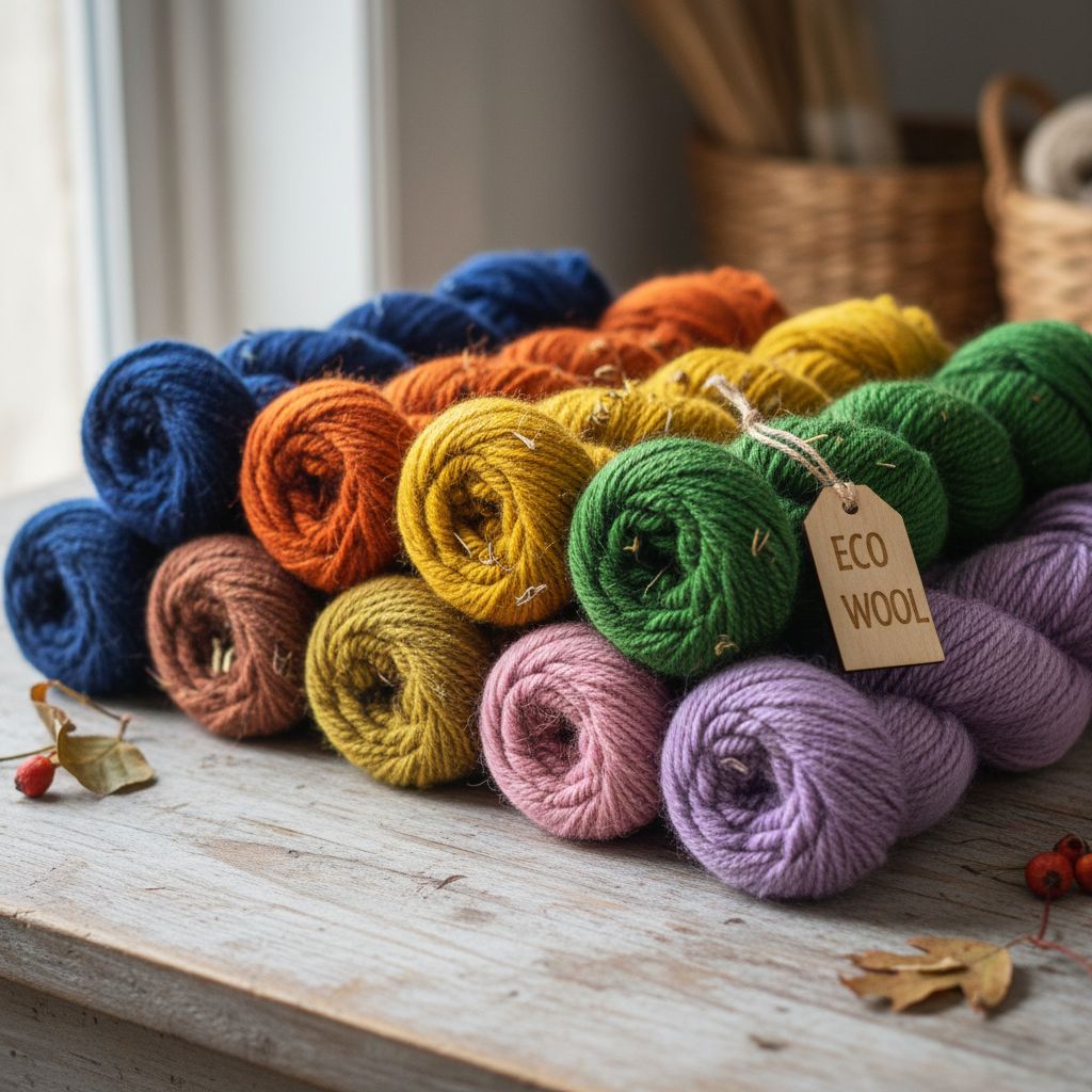 Nachhaltige Strickwolle aus ökologischer Produktion — bunte Knäuel