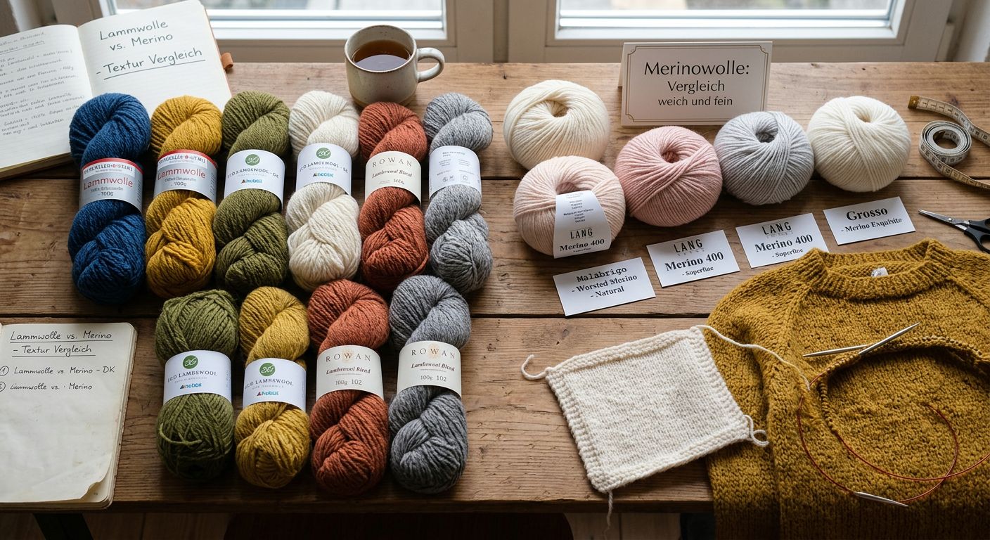 Lammwollgarn in verschiedenen natürlichen Farben — weich und flauschig
